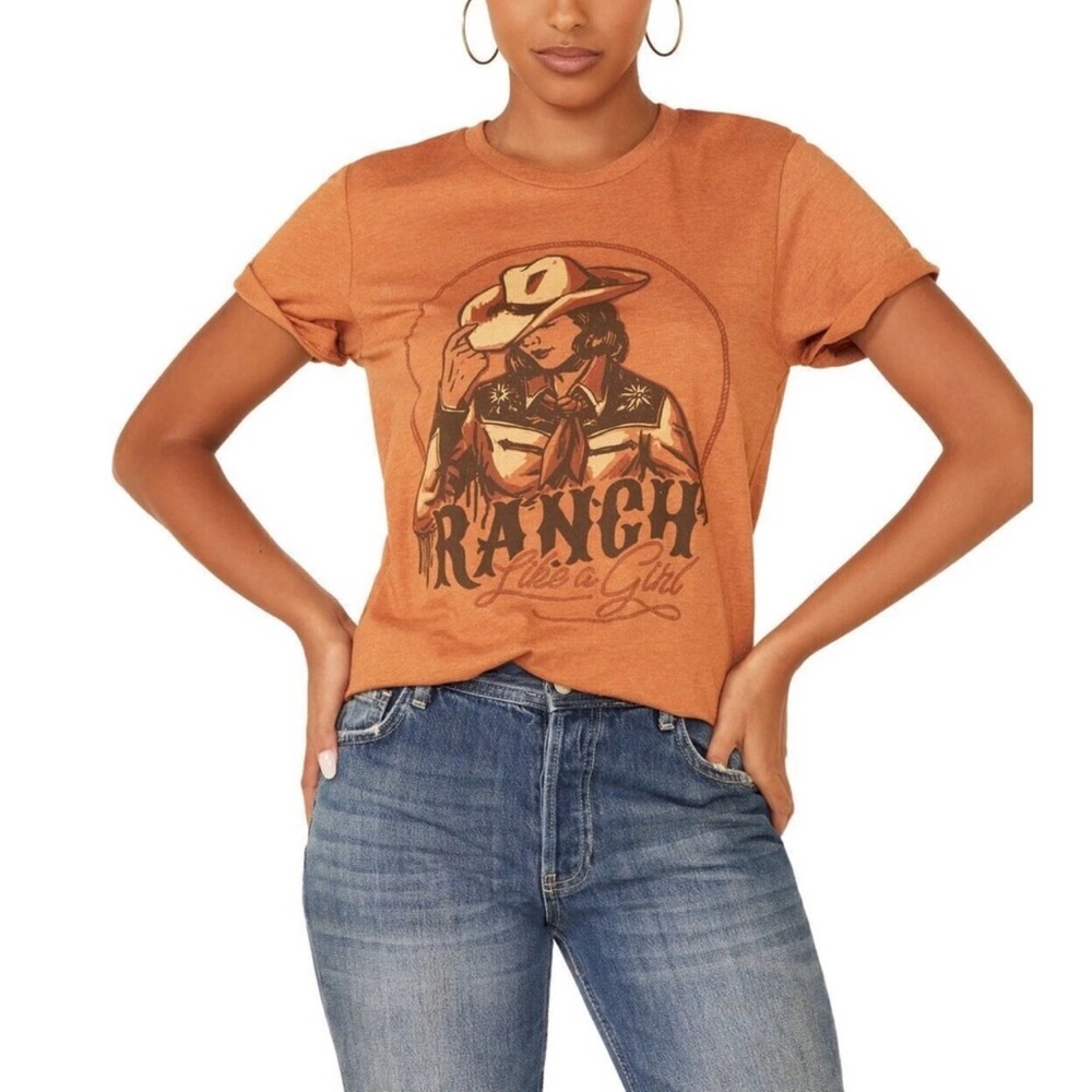 American Hwy Women’s Cowgirl T Shirt “Ranch Like a Girl” Tee Western Size M New